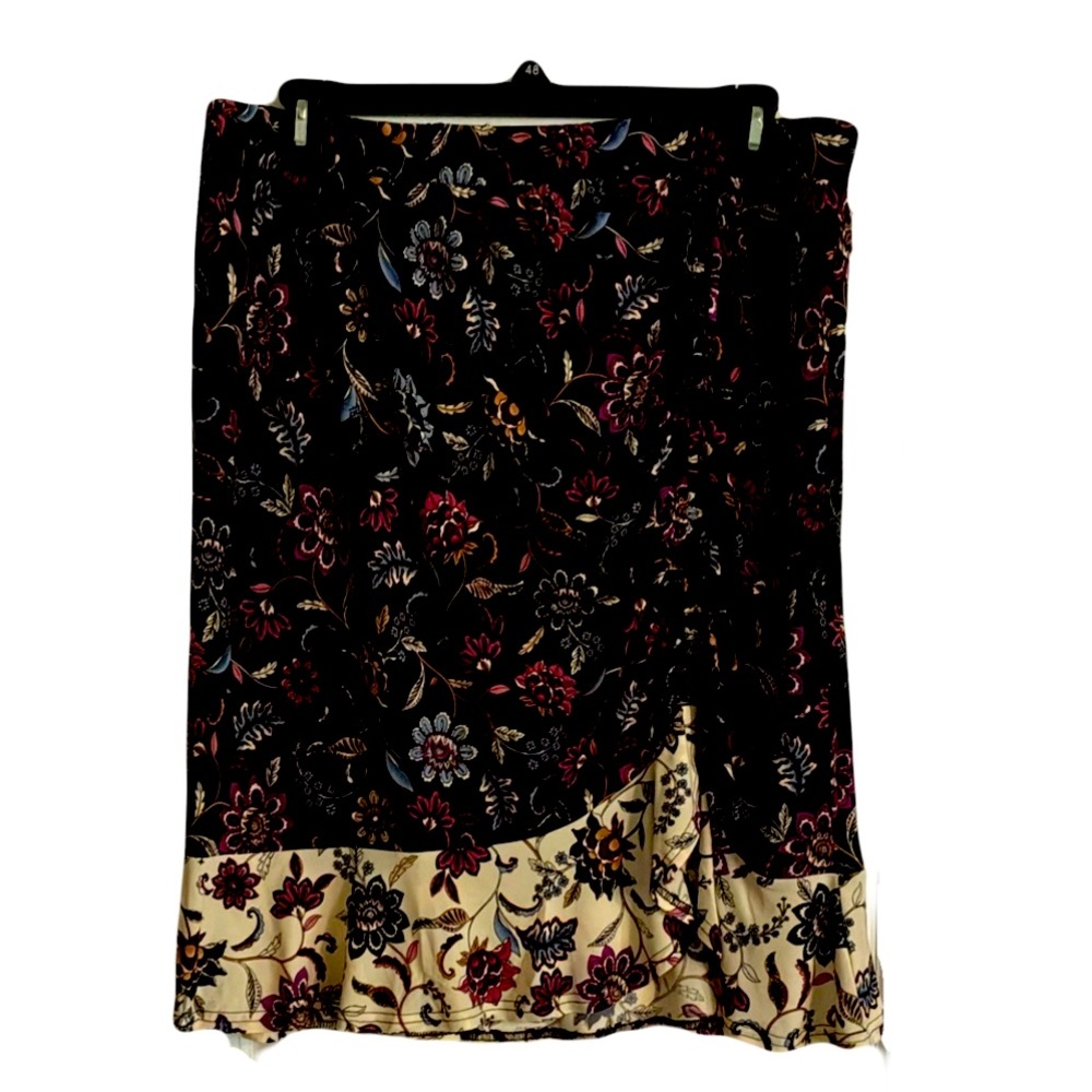 Lane Bryant Black and Purple Asymmetrical Wrap Skirt